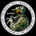 Sticker Brought War 3" w x 3" h BLACK