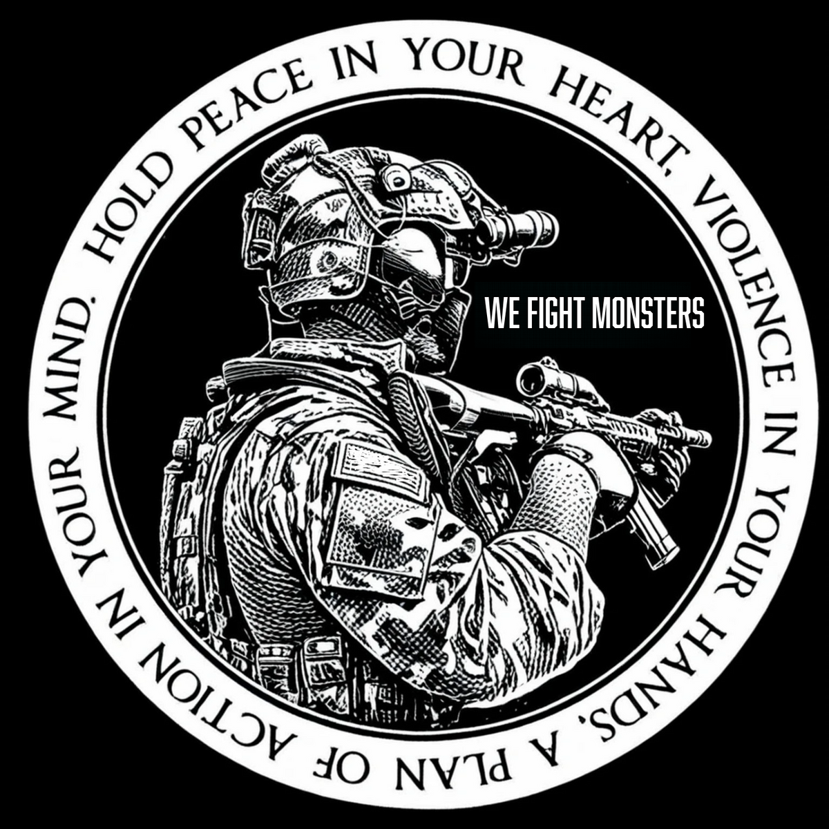 Sticker Hold Peace 3" w x 3" h BLACK
