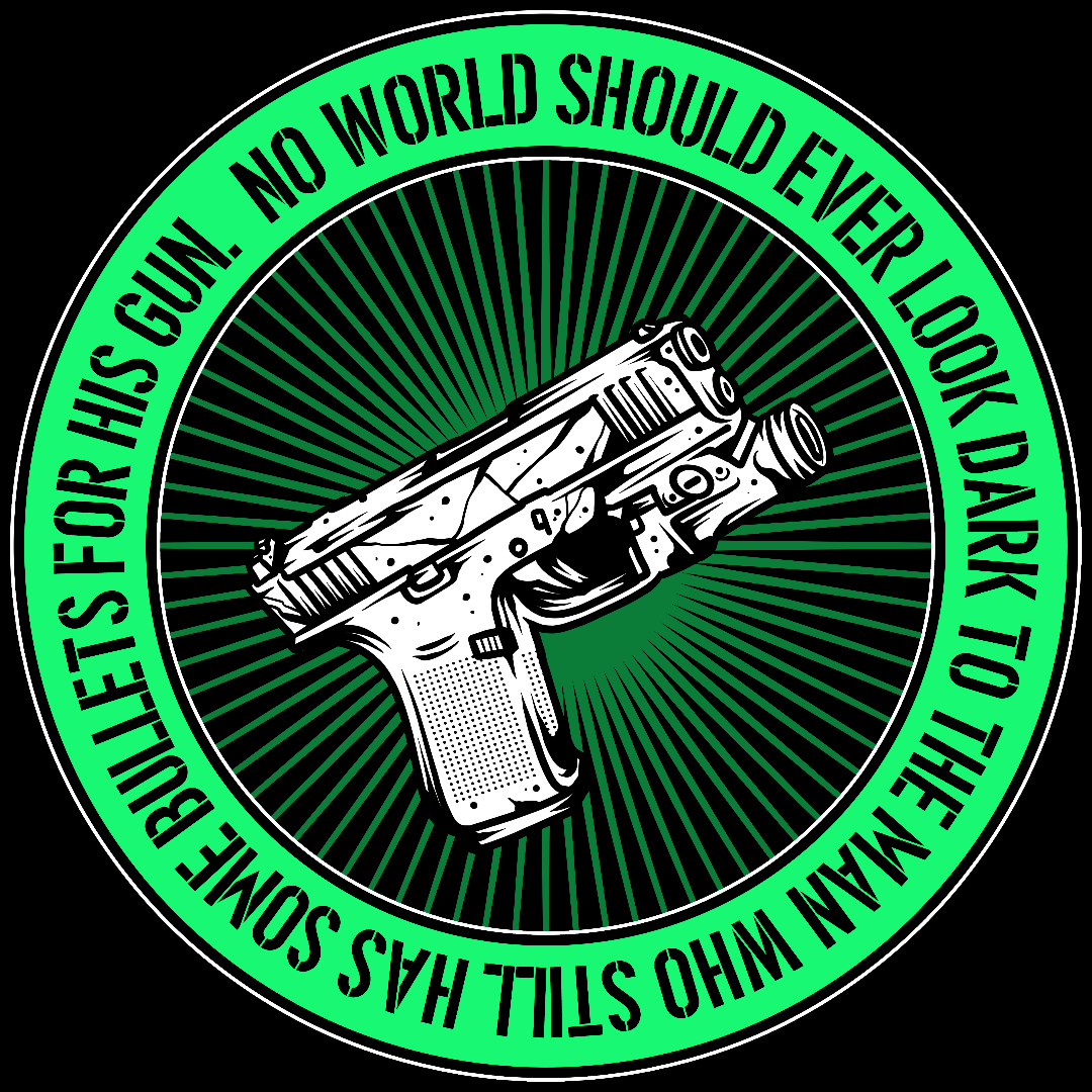 Bumpersticker Never Dark Pistol 3"