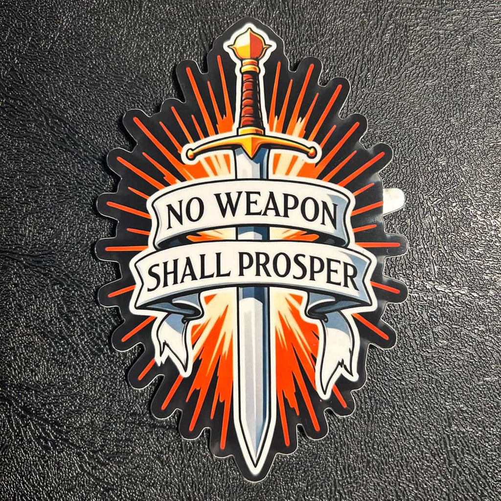 Sticker No Weapon Shall Prosper 5"x3.5"