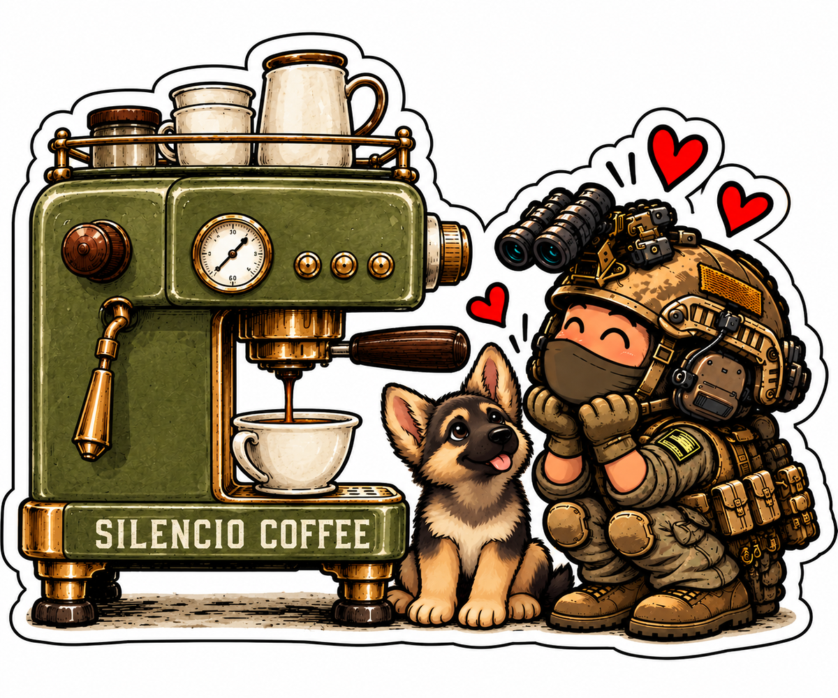Sticker A LiL Operator and Pup 3" x 2.3"